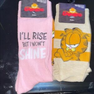 Garfield Funny Saying Pink and Beige Sock Set
